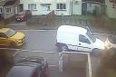 Owen Carr was caught on CCTV attempting to park the van after witnesses who saw him driving 'all over the road' reported him to the police