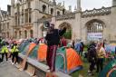 Students at an encampment in the grounds of Cambridge University (Joe Giddens/PA)