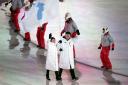 Chung Gum Wang and Yunjong Won lead out North Korean and South Korean athletes during the Opening Ceremony of the PyeongChang 2018 Winter Olympic