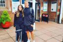 Summer and Owen on the way to the first training session in Manchester.