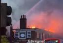 The historic Burn Bullock pub on fire in Mitcham (@amzyplayz1/PA)