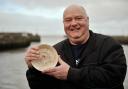 SAUCERE:  Cliff Ismay with a Titanic saucer found by a fisherman off the coast of Holyhead