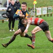 ONE-ON-ONE: Keswick’s Ryan Weir twists to evade a Vale of Lune tackle                                                             Ben Challis