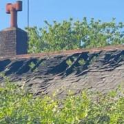 The roof of the former vicarage was badly damaged.