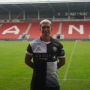 Tee Ritson in his Cumbria kit at the Totally Wicked Stadium, St Helens