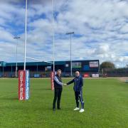 David Wright from Gleeson Homes and Graeme Peers from Workington Town RLFC