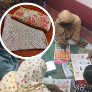 Some of the women who have benefitted from the programme INSET:  Kantha throws
