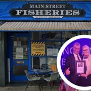 Main Street Fisheries INSET: Julie and John Miller at the awards ceremony