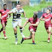 STAR MAN: Haven’s Jake Moore on a break that lead to a try against Coventry Bears