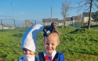 Alfie and Frankie as a Smurf and Mary Poppins