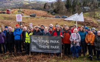 Around 100 protestors turned out to object to plans for a visitor attraction in the Langdale Valley