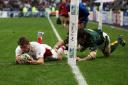 No try: Cumbrian Mark Cueto scores for England against South Africa in 2007 but his effort was disallowed by the referee