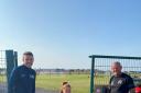 New pitch: (From left to right) Craig Lewsi, Gracie Bragg, and Andy Rush officially open Workington Diamond’s brand new pitch
