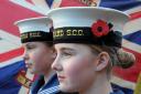 Workington Sea Cadets, left Emily Gibson and Kelsi Batey both aged 13 from Workington. on Remembrance Sunday 2017