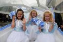 It is just pretend snow for these three little cuties, Cockermouth carnival Snow Queen, cemtre, Jessica Wilson 8, left Daisy Thomas 8 and Georgina Wilson