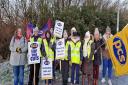 Members of the PCS on the picket line as strike action began on Tuesday, January 3.