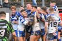Town celebrate Ciaran Walkers try in the Ike Southward Memorial Match