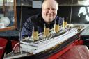 Cliff Ismay with his model of the Titanic