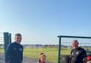 New pitch: (From left to right) Craig Lewsi, Gracie Bragg, and Andy Rush officially open Workington Diamond’s brand new pitch