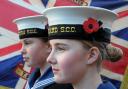 Workington Sea Cadets, left Emily Gibson and Kelsi Batey both aged 13 from Workington. on Remembrance Sunday 2017