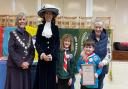 Mayor of Maryport Linda Radcliffe, High Sherriff Samantha Scott, James and Wesley Todd and their grandmother.