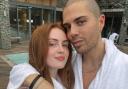 Maisie Smith and Max George take a selfie at Lodore Falls spa.