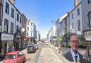 Whitehaven high street with inset of Chris Wills