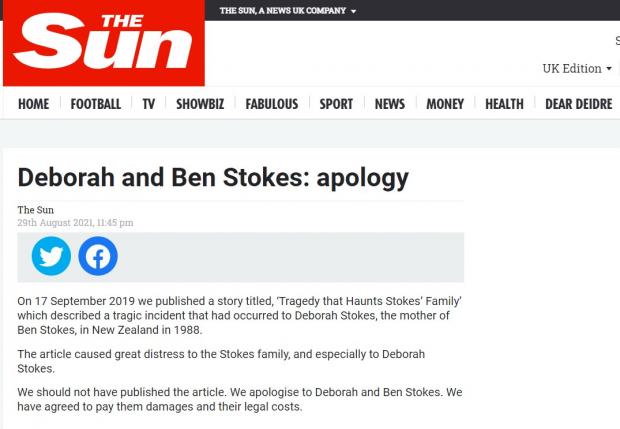 Times and Star: The Sun's apology to the Stokes family