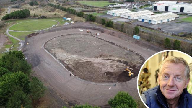 DEVELOPMENT: Work on the new speedway track at Northside in Workington is well under way with racing legend Steve Lawson, inset, playing a key role