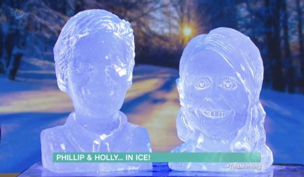 Times and Star: Ice sculptors of Phillip and Holly. Credit: ITV