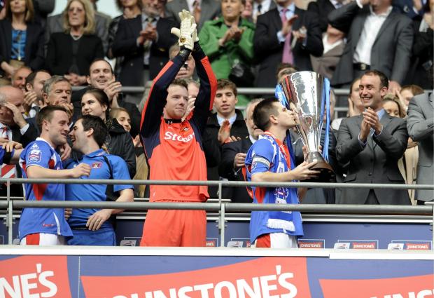Times and Star: Collin and his United team-mates after winning the Johnstone's Paint Trophy at Wembley in 2011 (photo: Jonathan Becker)