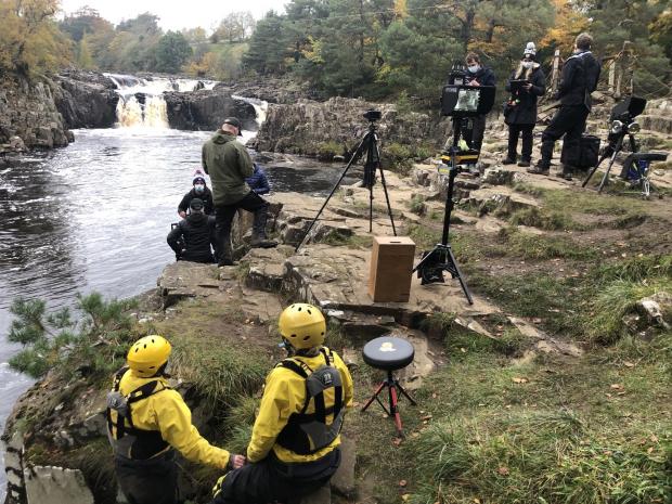 Times and Star: Keswick Adventures were helping the team behind hit Netflix series, The Witcher, at High Force Waterfall on the River Tees. Picture: Keswick Adventures