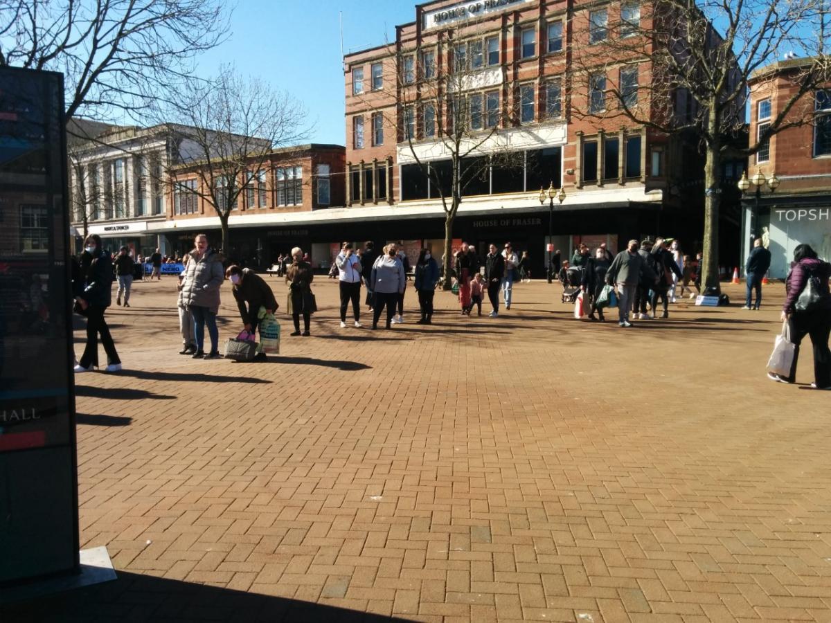 Crowds started qeueuing outside Primark as non-essential retail reopened on April 12 
