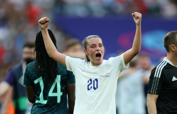 Times and Star: Ella Toone celebrates victory at Wembley Stadium. Credit: Nigel French/PA