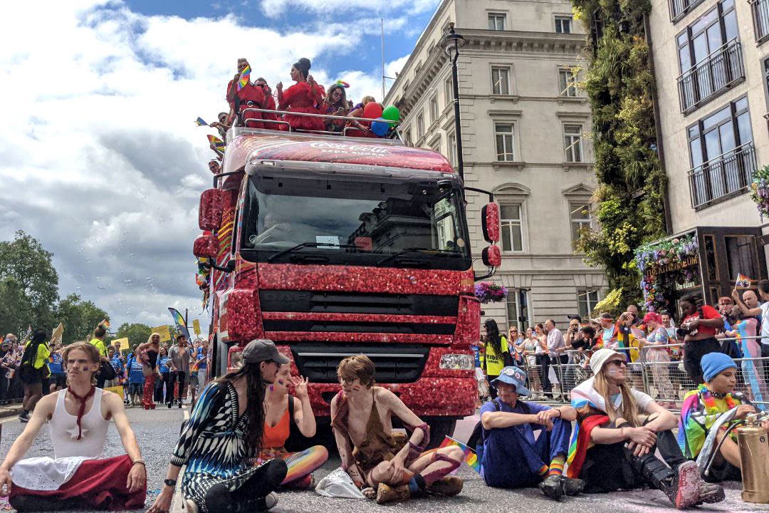 Just Stop Oil protesters disrupt London Pride over