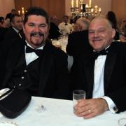 Titanic dinner at the Wave Centre, Maryport - Paul Young, left, and Nigel Simcock, from Maryport Maritime Museum; Friday 11th May 2012: PAUL JOHNSON 50033503T028.JPG