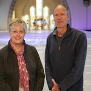 The Rev Canon Jane Charman and Roger Pritchett in the Balcony of Christ Church, Cockermouth