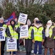 Members of the PCS on the picket line as strike action began on Tuesday, January 3.