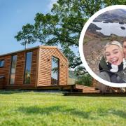 The FAWN log cabin where Romeo Beckham and girlfriend Mia Regan stayed in the Lake District INSET: Romeo and girlfriend Mia Regan
