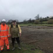 Landowner Bob Slack and archaeologist Eddie Dougherty on the site