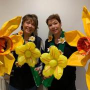 Rotarians Sally Scales and Bryony Miller with their creations