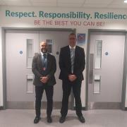 Deputy Headteacher Blake Hendren and Workington Academy Headteacher Mark Bedford