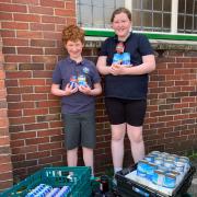 Eliana Robinson and Richard Graham showed their support for the foodbank