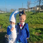 Alfie and Frankie as a Smurf and Mary Poppins