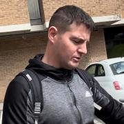 Gary Robinson leaves Workington Magistrates' Court on Monday after being given a 12-month driving ban