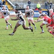 IN THE CLEAR: Haven’s Dion Aiye makes a break against Doncaster