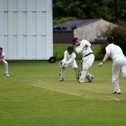 HIT: Cleator’s Adam Hodgson smashes the ball from the bowling of Cockermouth’s Sam Sharp						            MIKE MCKENZIE