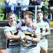 TRAVELLING SUPPORT: Haven celebrate a try, and they have plenty of support for this weekend’s match at Newcastle			             Picture: Mike McKenzie